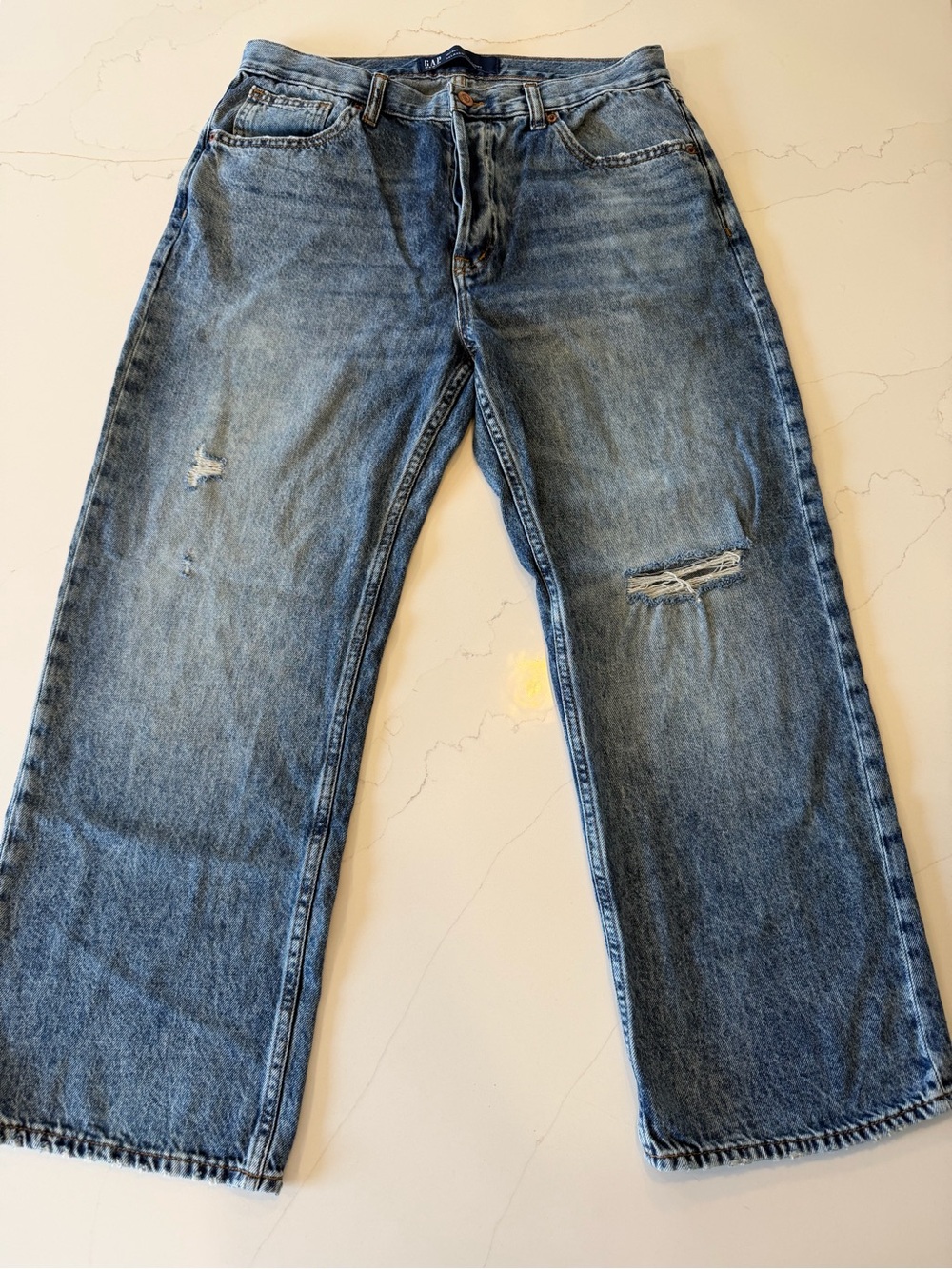 GAP Women’s Blue Wide-Leg Distressed Jeans